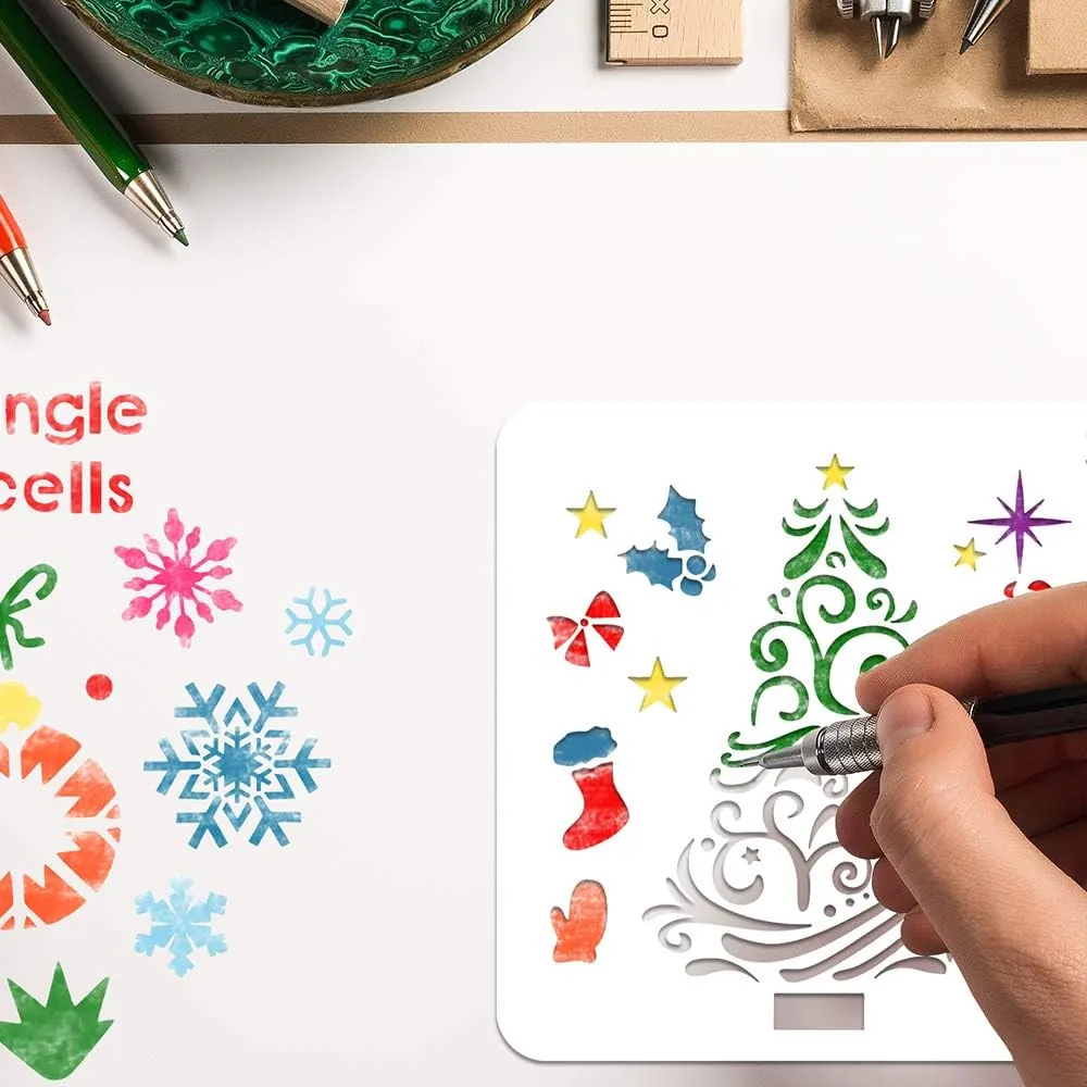 Moruska 16 Pcs Christmas Stencils Drawing Templates for Painting