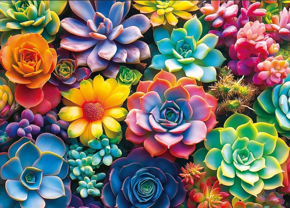 Moruska Succulent Puzzle 1000 Pieces for Adults Gradient Colorful