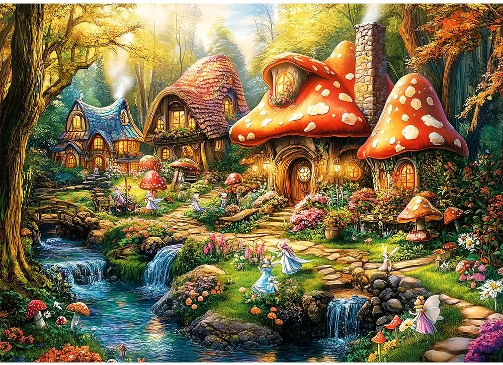 Moruska Fairy Puzzle for Adults 1000 Piece Mushroom Village